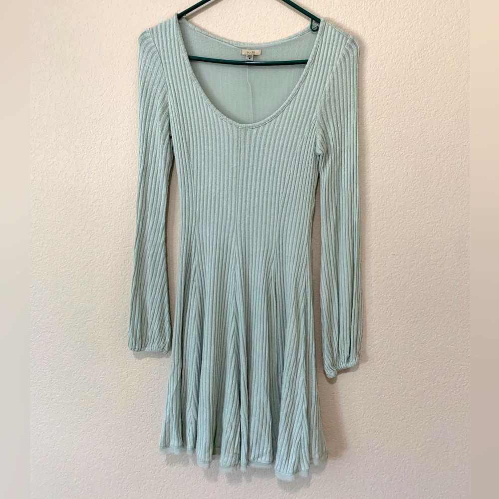 Ecoté light blue long sleeve ribbed dress